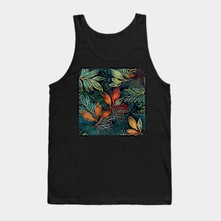 Beautiful pattern of green and orange leaves Tank Top